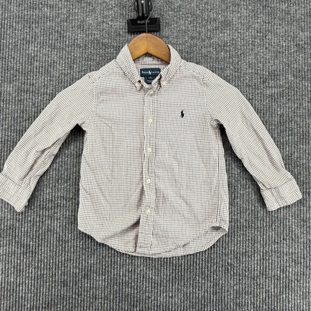 Ralph Lauren Button Down Kids Size 4 Multicolor Excellent Plaid Long Sleeve Pony